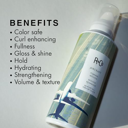 R+Co Aircraft Pomade Mousse - Lightweight Volume & Texture Foam, 5.6oz