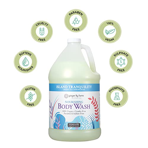 Ginger Lily Farms 1 gal Nourishing Body Wash, Green Tea Lemongrass Scent