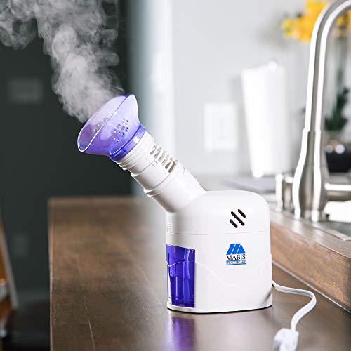 MABIS Facial Steamer, Steam Inhaler, Vaporizer or Vocal Steamer with Aromatherapy Diffuser and Soft Face Mask for Personal and Facial Steaming, 25mL