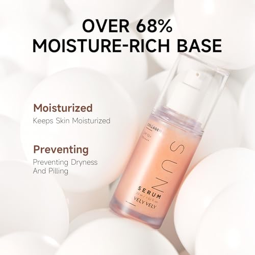 VELY VELY Collagen Sunscreen Serum SPF 50+ PA++++, Broad Spectrum Face Sunscreen Lightweight, Non-Sticky, No-Pilling Hydrating Formula for Sensitive Skin 30ml/1.01 oz