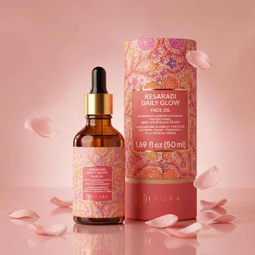 iYURA Kesaradi Face Oil - Rich in Saffron | 100% Natural | For Visibly Brighter Skin - Ayurvedic Face Moisturizer for Dull, Dry, Sensitive Skin; 1.69 fl oz
