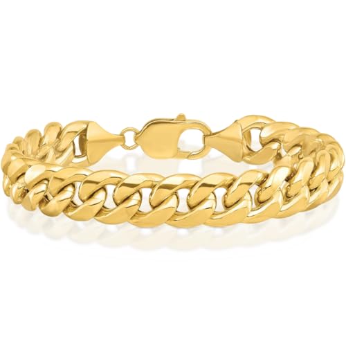 IceCarats 14K Yellow Gold 6.75mm Cuban Chain Miami Link Bracelet, 8 inch