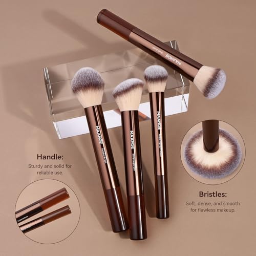 MAANGE 13 PCS Makeup Brushes Professional Make Up Brushes Premium Synthetic Powder Concealers Brushes Travel Makeup Brush Set with Case (Coffee)