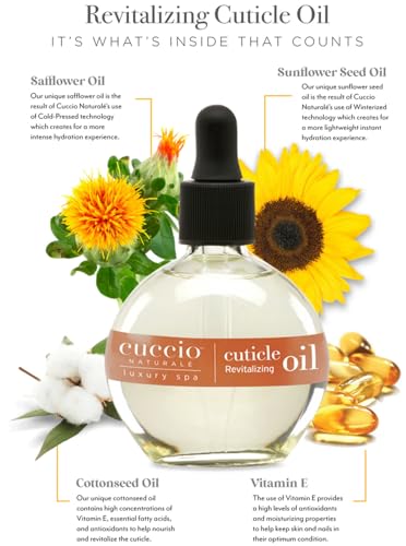 Cuccio Naturale Vanilla Bean & Sugar Revitalizing Cuticle Oil, Lightweight Fast-Absorbing Hydrating Nail & Cuticle Conditioner, Cold-Pressed Oils + Vitamin E, 2.30 Fl Oz