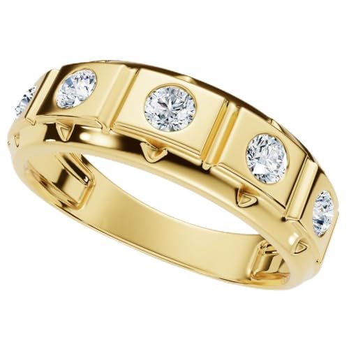 P3 POMPEII3 Pompeii 1/2Ct Men's 5-Stone Diamond Ring in 10k Yellow Gold - Size 7.5