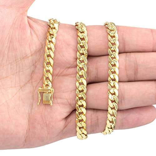 Nuragold 14k Real Yellow Gold Miami Cuban Link 6.5mm Chain Italian Bracelet - 9"