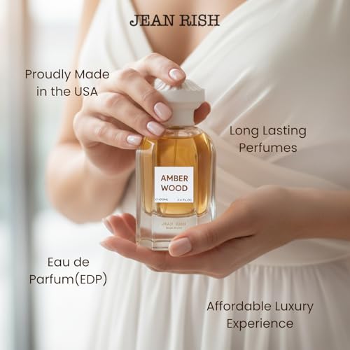 Jean Rish Amber Wood Perfume for Women Eau De Parfum, Long-Lasting Luxury Fragrance, Made In USA - Ylang-Ylang, Lotus, Vanilla Scent - 100ml / 3.4 oz