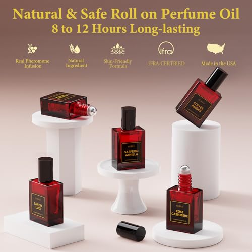 PUREU Pheromone Perfume for Woman, Long Lasting Pheromones Perfumes Oil Coffee Amber Vanilla Perfume Roll On 0.34FL OZ/10ML Travel Size Essential Oil Fragrance Eau De Parfum,Made in USA