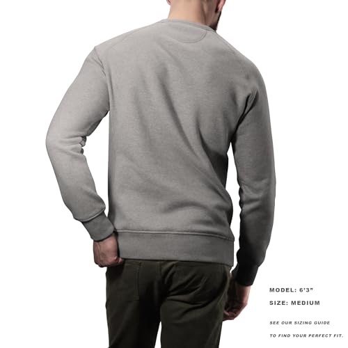 Lanky Llama (NEW) Atlas Crew Neck Sweatshirt | Raglan Sleeve | For Tall Slim Men | Stone Grey Heather, Medium Tall