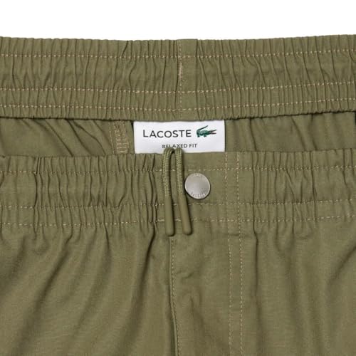 Lacoste Men's Relaxed Fit Poplin Shorts, Khaki, Large