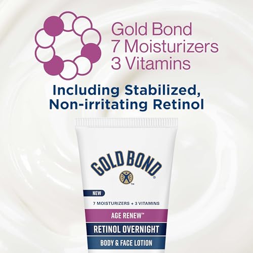 Gold Bond Age Renew Retinol Overnight Body & Face Lotion, Retinol Face and Body Lotion with Peptide Complex, 7 oz