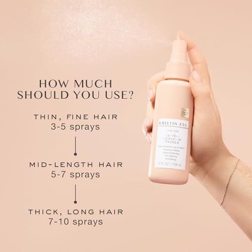 Kristin Ess 12-in-1 Leave-In Conditioner & Heat Protectant Spray – Heat Protection 450°F - Blow Dry + Flat Iron Dry Damaged Hair Protect + Repair - Anti-Frizz Detangler - Color Safe Heat Protectant
