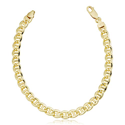 Solid 14k Yellow Gold Mariner Link Bracelet for Men (6.8 mm, 9 inch)