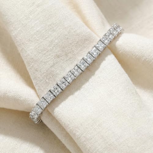 P3 POMPEII3 Pompeii 16.30Ct Princess Cut Diamond 7" Tennis Bracelet 14k Gold Lab Grown (E/F,VS)