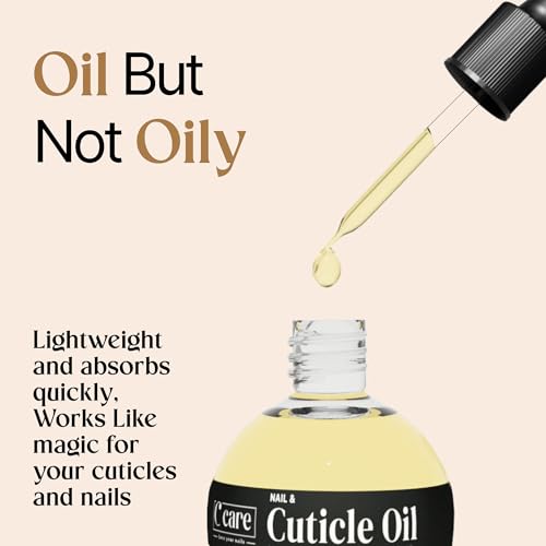C CARE Sweet Almond Cuticle Oil for Nails, 2.5 oz – Overnight Cuticle Repair Oil for Dry Cuticles, Nail Strengthener & Moisturizer, Includes Dropper & Brush