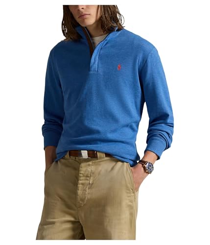 POLO RALPH LAUREN Mens Luxury Jersey Quarter-Zip Pullover Fresh Surf Heather XX-Large