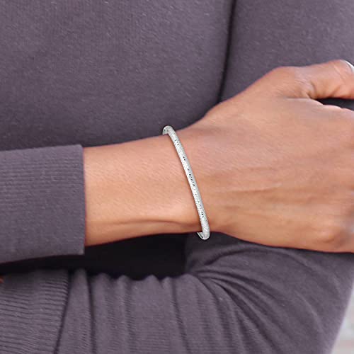 IceCarats 14K Solid White Gold Flexible Bangle Bracelet, 7.5 inch