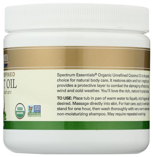 Spectrum Essentials Organic Virgin Coconut Oil, Unrefined, 15 oz