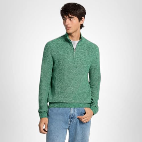 Michael Kors Men's Mouline Quarter Zip Sweater, Jewel Green, L