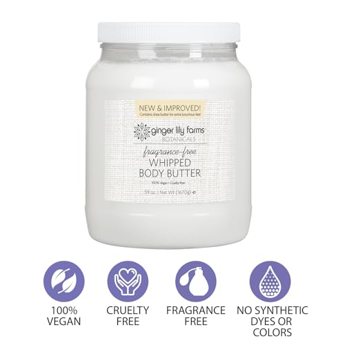Ginger Lily Farms 59 oz Whipped Body Butter, Fragrance-Free