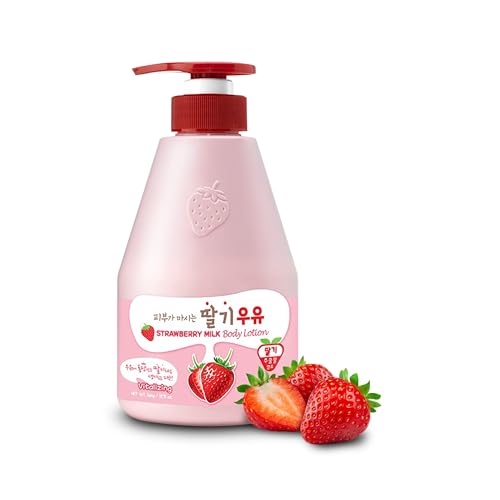 KWAILNARA Strawberry Milk Body Lotion (19.75 Fl Oz) – Deeply Hydrating & Lightweight Korean Body Lotion | Milk Protein, Royal Jelly, & Strawberry Extract for Smooth Skin | Paraben-Free & Non-Greasy