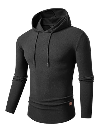 JMIERR Hoodies for Men Fashion Hooded Sweatshirt Long Sleeve Muscle Longline T Shirt Lightweight Fleece Pullover Sweater Shirts, US38(S), Grey