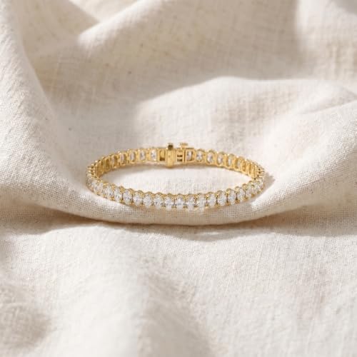 P3 POMPEII3 Pompeii 10Ct Oval Cut Diamond Tennis Bracelet 7" 14k Yellow Gold Lab Grown - Size Medium (EF,VS)