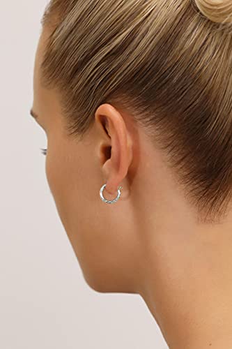 14k White Gold Hand Engraved Full Diamond-cut Round Hoop Earrings (12mm (0.48 inch))