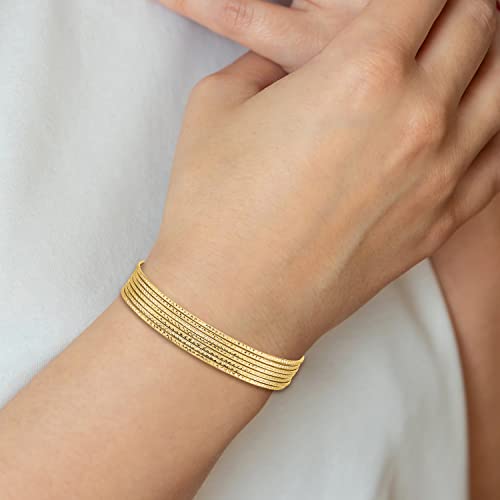 IceCarats 14K Yellow Gold Heart Charm Bangle Bracelet, 8.5 inch