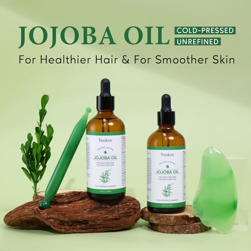 Yeokoe Jojoba Oil Pure Cold Pressed Unrefined Gua Sha for Healthier hair Smoother skin Base Carrier Moisturizing Oil 3.52oz 100ml