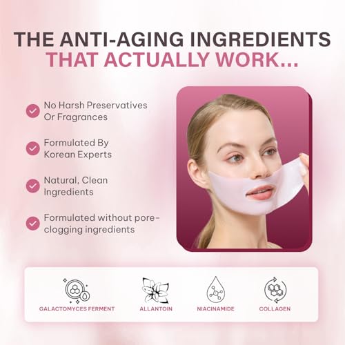 Quasi Bio-Collagen Face Mask Overnight – Hydrating Korean Sheet Mask – Niacinamide & Low Molecular Collagen – Firming & Smoothing Skincare for All Skin Types – 4 Masks