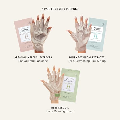VOESH Collagen Gloves, Vegan Hand Masks, 4 Pack, Moisturizing Hand Mask, Lotion Gloves, Hydrating Gloves, Hand Care, Spa Manicure Gloves, Dry Hand Treatment