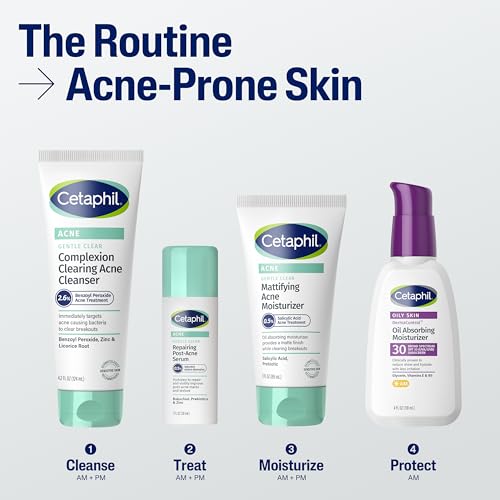 Cetaphil Gentle Clear BPO Acne Face Wash, Soothing, Sensitive Skin, 4.2 fl oz
