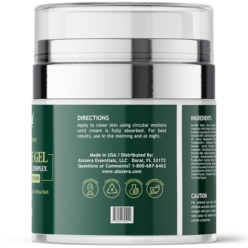 Alozera Wake Up Under Eye Gel Cream with Aloe Vera, Collagen & Cucumber, Anti-Aging, Hydrating, Soothing & Cooling Treatment for Dark Circles, Puffiness and Under Eye Bags, Fast-Absorbing, Day & Night