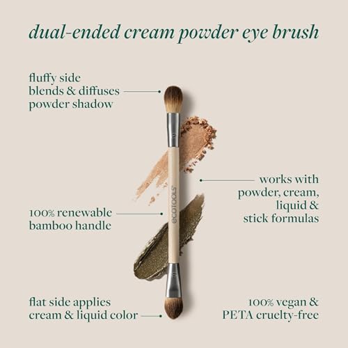 EcoTools Cream & Powder Dual-Ended Eye Brush, Flat & Fluffy, 1 Count