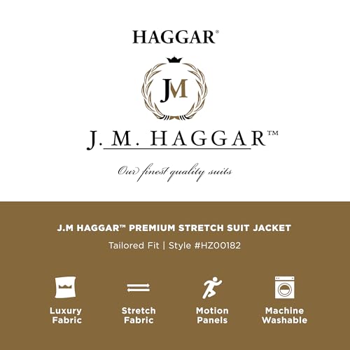 J.M. Haggar Men's Premium Performance Stretch Stria 2-Button Suit Separate Coat, Black 48 Long