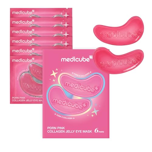 medicube Jelly Eye Mask PDRN Pink Collagen - Hydrogel Eye Patches, 6 Pairs