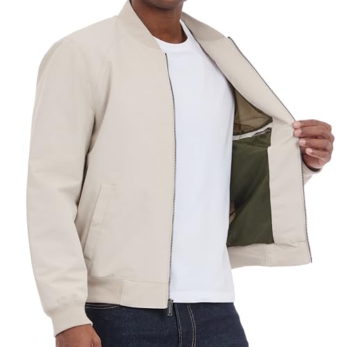 Michael Kors Men's Lightweight Bomber Jacket, Wind and Water Resistant, Dune, X-Large