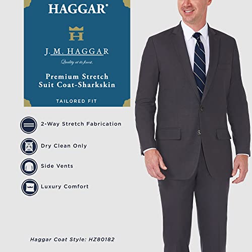 Haggar Men's Premium Stretch Tailored Fit Suit Separates-Pants, Black-Jacket, 42 S