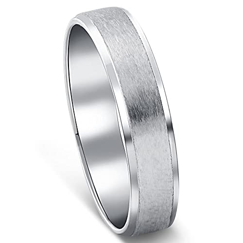 P3 POMPEII3 Pompeii Mens 5mm 10K White Gold Brushed Wedding Band - Size 10