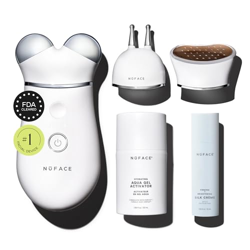 NUFACE Trinity+ Facial Massager - Face Firming & Toning Device for Lines & Wrinkles Treatment - FDA-Cleared Wrinkle Reducer + Lip & Eye Attachment + Aqua Gel Activator - 3 Frequency Microcurrent