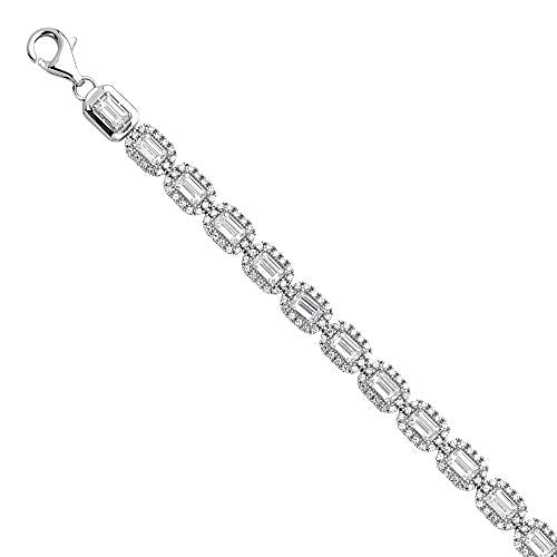 The World Jewelry Center 14k REAL White Gold CZ Bracelet - 7.5"