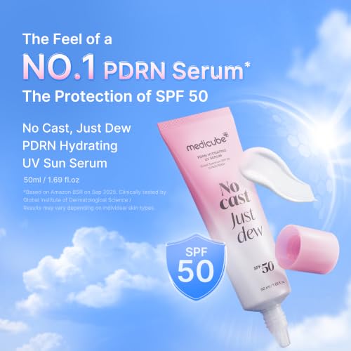 medicube Sunscreen No Cast Just Dew PDRN Hydrating UV Sun Serum, SPF 50