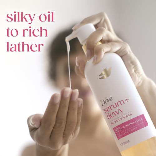 Dove Serum+Shower Oil Body Wash Dewy, Coconut & Geranium Oil, 15.3 fl oz