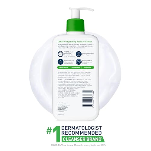 CeraVe Hydrating Cleanser with Hyaluronic Acid, Face Wash for Dry Skin,19oz