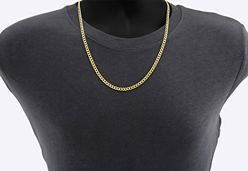 Nuragold 10k Real Yellow Gold Cuban Curb Link 4.5mm Chain Necklace, 16"-30" - 20"