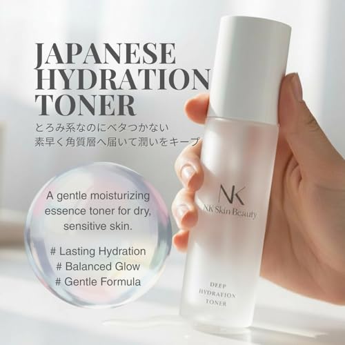 NK Skin Beauty Deep Hydration Toner, Japanese Skincare, Moisturizing Essence Toner with Ceramide, Niacinamide, Hyaluronic Acid, Collagen and Pepride for Dry Skin and Sensitive Skin