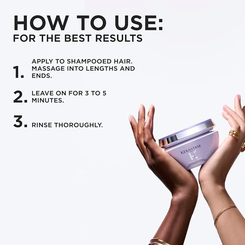 Kerastase Blond Absolu Ultra-Violet Purple Hair Mask For Lightened, Highlighted and Grey Hair - Neutralizes Brassy and Yellow Undertones With Hyaluronic Acid, 6.8 Fl Oz