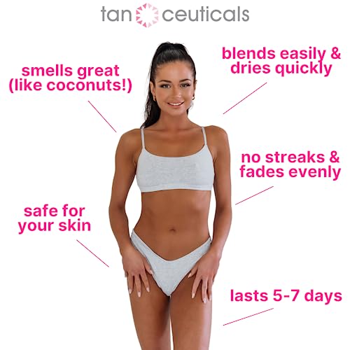 Tanceuticals Self Tanner - Dark Self Tanning Lotion for Body - Gives Natural Looking & Long Lasting Sunless Tan – Quick Fake Tan, Bronze Glow - Fresh Coconut Scent & Healthy Ingredients (Dark)