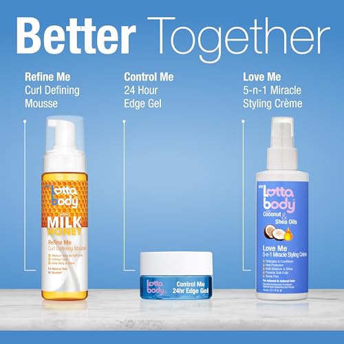 Lottabody Refine Me Curl Defining Mousse with Milk & Honey, Lightweight, Moisture-Rich Frizz-Control Styling Mousse for Softly Defined Natural Curly & Coily Hair, 7 oz